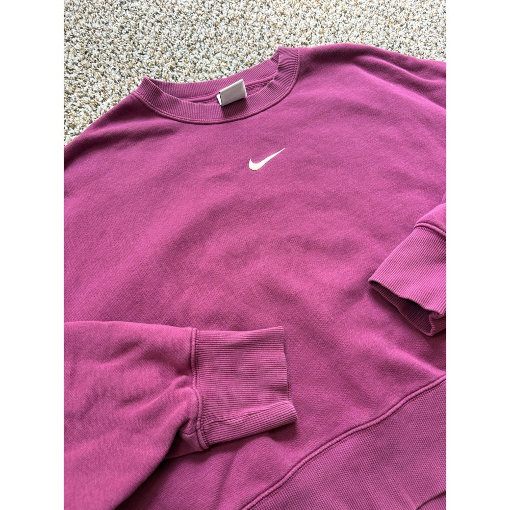 Nike Matching Set Size Medium Berry Pink Cropped Sweatshirt Wide Leg Sweatpants - Picture 3 of 11
